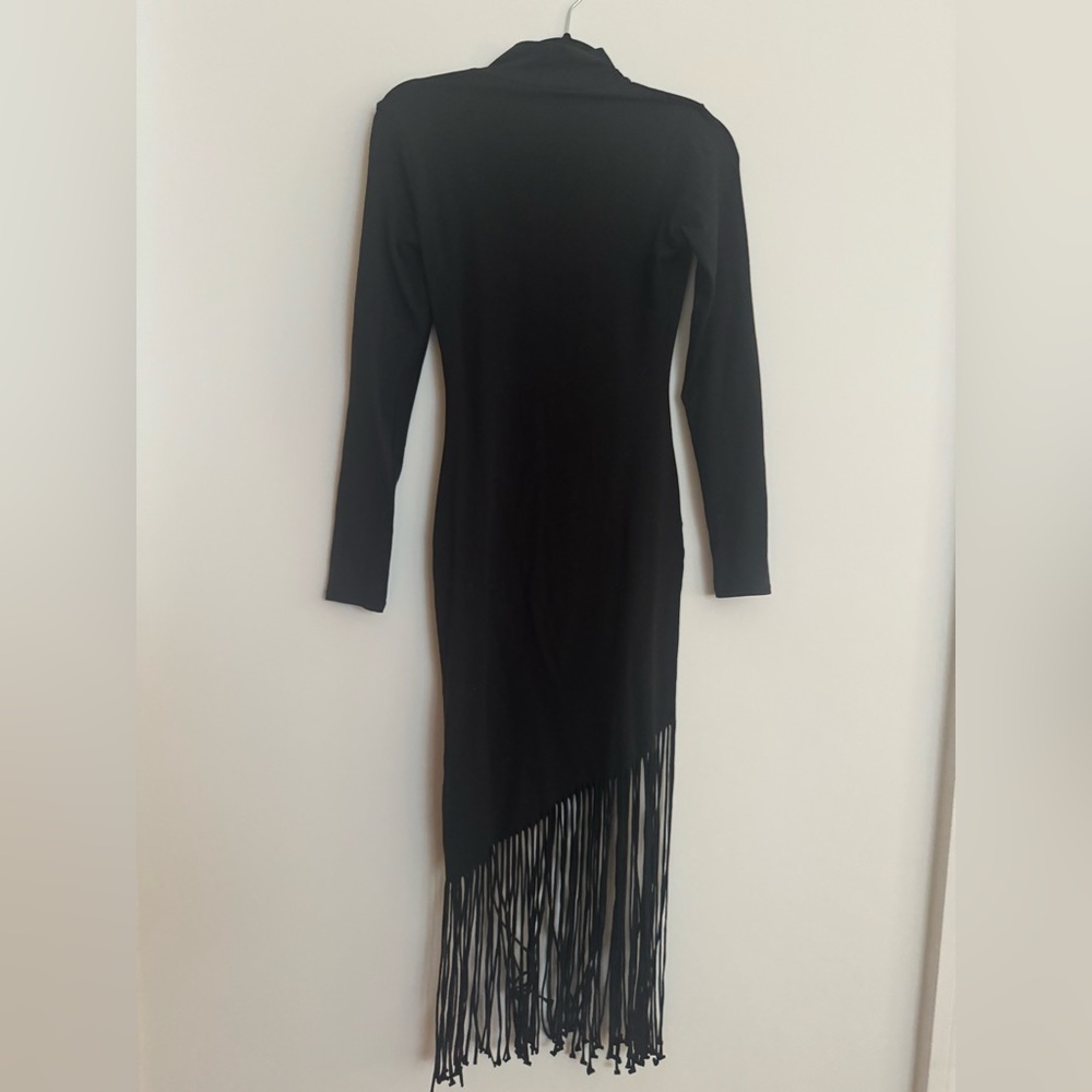 XS Black turtleneck tassel dress H&M